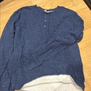 Blue Long Sleeve Henley Shirt